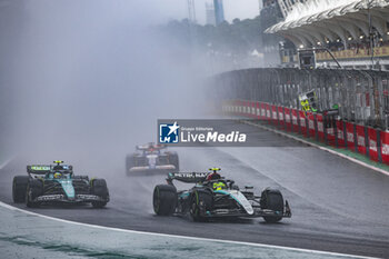 03/11/2024 - 44 HAMILTON Lewis (gbr), Mercedes AMG F1 Team W15, 14 ALONSO Fernando (spa), Aston Martin F1 Team AMR24, action during the Formula 1 Grande Premio de Sao Paulo 2024, 21th round of the 2024 Formula One World Championship from November 1 to 3, 2024 on the Interlagos Circuit, in Sao Paulo, Brazil - F1 - SAO PAULO GRAND PRIX 2024 - FORMULA 1 - MOTORI