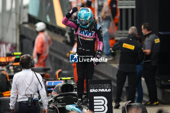 03/11/2024 - GASLY Pierre (fra), Alpine F1 Team A524, portrait celebrates the podium during the Formula 1 Grande Premio de Sao Paulo 2024, 21th round of the 2024 Formula One World Championship from November 1 to 3, 2024 on the Interlagos Circuit, in Sao Paulo, Brazil - F1 - SAO PAULO GRAND PRIX 2024 - FORMULA 1 - MOTORI