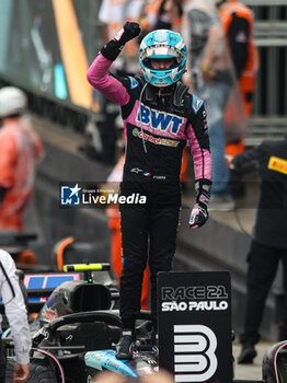 03/11/2024 - GASLY Pierre (fra), Alpine F1 Team A524, portrait celebrates the podium during the Formula 1 Grande Premio de Sao Paulo 2024, 21th round of the 2024 Formula One World Championship from November 1 to 3, 2024 on the Interlagos Circuit, in Sao Paulo, Brazil - F1 - SAO PAULO GRAND PRIX 2024 - FORMULA 1 - MOTORI