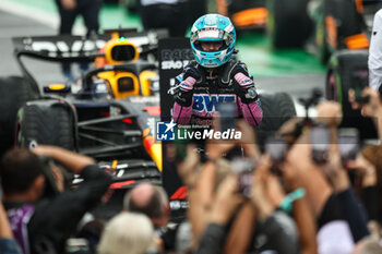 03/11/2024 - GASLY Pierre (fra), Alpine F1 Team A524, portrait celebrates the podium during the Formula 1 Grande Premio de Sao Paulo 2024, 21th round of the 2024 Formula One World Championship from November 1 to 3, 2024 on the Interlagos Circuit, in Sao Paulo, Brazil - F1 - SAO PAULO GRAND PRIX 2024 - FORMULA 1 - MOTORI