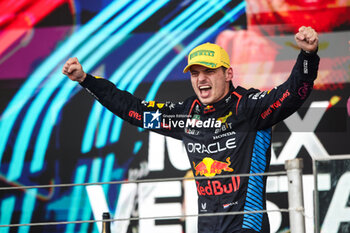 03/11/2024 - VERSTAPPEN Max (ned), Red Bull Racing RB20, portrait podium during the Formula 1 Grande Premio de Sao Paulo 2024, 21th round of the 2024 Formula One World Championship from November 1 to 3, 2024 on the Interlagos Circuit, in Sao Paulo, Brazil - F1 - SAO PAULO GRAND PRIX 2024 - FORMULA 1 - MOTORI