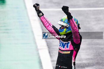 03/11/2024 - OCON Esteban (fra), Alpine F1 Team A524, portrait celebrating podium during the Formula 1 Grande Premio de Sao Paulo 2024, 21th round of the 2024 Formula One World Championship from November 1 to 3, 2024 on the Interlagos Circuit, in Sao Paulo, Brazil - F1 - SAO PAULO GRAND PRIX 2024 - FORMULA 1 - MOTORI