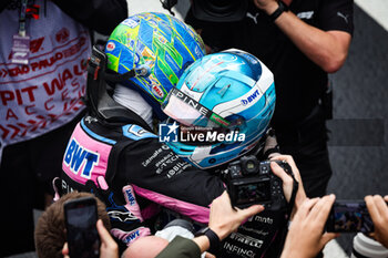 03/11/2024 - OCON Esteban (fra), Alpine F1 Team A524, portrait celebrating podium with GASLY Pierre (fra), Alpine F1 Team A524, portrait, during the Formula 1 Grande Premio de Sao Paulo 2024, 21th round of the 2024 Formula One World Championship from November 1 to 3, 2024 on the Interlagos Circuit, in Sao Paulo, Brazil - F1 - SAO PAULO GRAND PRIX 2024 - FORMULA 1 - MOTORI