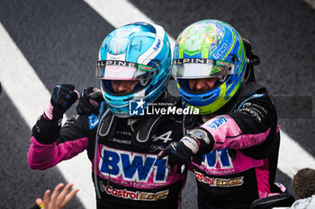 03/11/2024 - OCON Esteban (fra), Alpine F1 Team A524, portrait celebrating podium with GASLY Pierre (fra), Alpine F1 Team A524, portrait, during the Formula 1 Grande Premio de Sao Paulo 2024, 21th round of the 2024 Formula One World Championship from November 1 to 3, 2024 on the Interlagos Circuit, in Sao Paulo, Brazil - F1 - SAO PAULO GRAND PRIX 2024 - FORMULA 1 - MOTORI