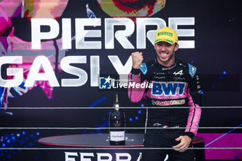 03/11/2024 - GASLY Pierre (fra), Alpine F1 Team A524, portrait celebrating podium during the Formula 1 Grande Premio de Sao Paulo 2024, 21th round of the 2024 Formula One World Championship from November 1 to 3, 2024 on the Interlagos Circuit, in Sao Paulo, Brazil - F1 - SAO PAULO GRAND PRIX 2024 - FORMULA 1 - MOTORI