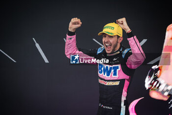 03/11/2024 - OCON Esteban (fra), Alpine F1 Team A524, portrait celebrating podium during the Formula 1 Grande Premio de Sao Paulo 2024, 21th round of the 2024 Formula One World Championship from November 1 to 3, 2024 on the Interlagos Circuit, in Sao Paulo, Brazil - F1 - SAO PAULO GRAND PRIX 2024 - FORMULA 1 - MOTORI