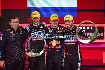 03/11/2024 - VERSTAPPEN Max (ned), Red Bull Racing RB20, OCON Esteban (fra), Alpine F1 Team A524, GASLY Pierre (fra), Alpine F1 Team A524, portrait podium during the Formula 1 Grande Premio de Sao Paulo 2024, 21th round of the 2024 Formula One World Championship from November 1 to 3, 2024 on the Interlagos Circuit, in Sao Paulo, Brazil - F1 - SAO PAULO GRAND PRIX 2024 - FORMULA 1 - MOTORI