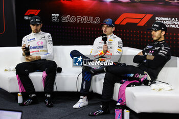 03/11/2024 - VERSTAPPEN Max (ned), Red Bull Racing RB20, portrait OCON Esteban (fra), Alpine F1 Team A524, portrait GASLY Pierre (fra), Alpine F1 Team A524, portrait press conference during the Formula 1 Grande Premio de Sao Paulo 2024, 21th round of the 2024 Formula One World Championship from November 1 to 3, 2024 on the Interlagos Circuit, in Sao Paulo, Brazil - F1 - SAO PAULO GRAND PRIX 2024 - FORMULA 1 - MOTORI