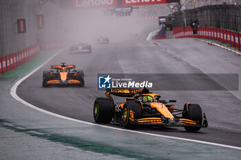 03/11/2024 - 04 NORRIS Lando (gbr), McLaren F1 Team MCL38, action 81 PIASTRI Oscar (aus), McLaren F1 Team MCL38, action during the Formula 1 Grande Premio de Sao Paulo 2024, 21th round of the 2024 Formula One World Championship from November 1 to 3, 2024 on the Interlagos Circuit, in Sao Paulo, Brazil - F1 - SAO PAULO GRAND PRIX 2024 - FORMULA 1 - MOTORI