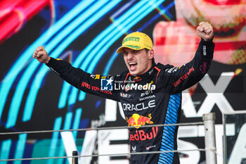 03/11/2024 - VERSTAPPEN Max (ned), Red Bull Racing RB20, portrait podium celebrates victory during the Formula 1 Grande Premio de Sao Paulo 2024, 21th round of the 2024 Formula One World Championship from November 1 to 3, 2024 on the Interlagos Circuit, in Sao Paulo, Brazil - F1 - SAO PAULO GRAND PRIX 2024 - FORMULA 1 - MOTORI