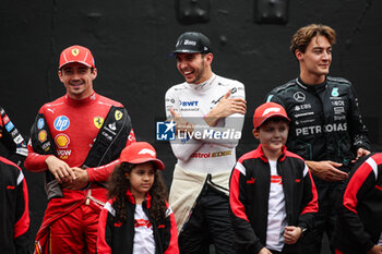 03/11/2024 - OCON Esteban (fra), Alpine F1 Team A524, portrait LECLERC Charles (mco), Scuderia Ferrari SF-24, portrait RUSSELL George (gbr), Mercedes AMG F1 Team W15, portrait during the Formula 1 Grande Premio de Sao Paulo 2024, 21th round of the 2024 Formula One World Championship from November 1 to 3, 2024 on the Interlagos Circuit, in Sao Paulo, Brazil - F1 - SAO PAULO GRAND PRIX 2024 - FORMULA 1 - MOTORI