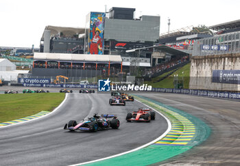 03/11/2024 - 31 OCON Esteban (fra), Alpine F1 Team A524, action 16 LECLERC Charles (mco), Scuderia Ferrari SF-24, action during the Formula 1 Grande Premio de Sao Paulo 2024, 21th round of the 2024 Formula One World Championship from November 1 to 3, 2024 on the Interlagos Circuit, in Sao Paulo, Brazil - F1 - SAO PAULO GRAND PRIX 2024 - FORMULA 1 - MOTORI