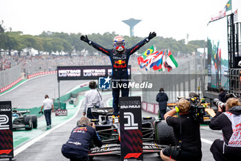 03/11/2024 - VERSTAPPEN Max (ned), Red Bull Racing RB20, portrait celebration victory during the Formula 1 Grande Premio de Sao Paulo 2024, 21th round of the 2024 Formula One World Championship from November 1 to 3, 2024 on the Interlagos Circuit, in Sao Paulo, Brazil - F1 - SAO PAULO GRAND PRIX 2024 - FORMULA 1 - MOTORI