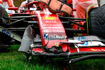 03/11/2024 - 55 SAINZ Carlos (spa), Scuderia Ferrari SF-24, crash, accident, during the Formula 1 Grande Premio de Sao Paulo 2024, 21th round of the 2024 Formula One World Championship from November 1 to 3, 2024 on the Interlagos Circuit, in Sao Paulo, Brazil - F1 - SAO PAULO GRAND PRIX 2024 - FORMULA 1 - MOTORI