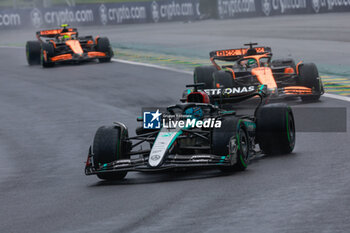 03/11/2024 - 63 RUSSELL George (gbr), Mercedes AMG F1 Team W15, action 81 PIASTRI Oscar (aus), McLaren F1 Team MCL38, action 04 NORRIS Lando (gbr), McLaren F1 Team MCL38, action during the Formula 1 Grande Premio de Sao Paulo 2024, 21th round of the 2024 Formula One World Championship from November 1 to 3, 2024 on the Interlagos Circuit, in Sao Paulo, Brazil - F1 - SAO PAULO GRAND PRIX 2024 - FORMULA 1 - MOTORI