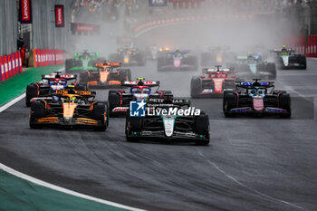 03/11/2024 - Start of the race: 63 RUSSELL George (gbr), Mercedes AMG F1 Team W15, 04 NORRIS Lando (gbr), McLaren F1 Team MCL38, 31 OCON Esteban (fra), Alpine F1 Team A524, action during the Formula 1 Grande Premio de Sao Paulo 2024, 21th round of the 2024 Formula One World Championship from November 1 to 3, 2024 on the Interlagos Circuit, in Sao Paulo, Brazil - F1 - SAO PAULO GRAND PRIX 2024 - FORMULA 1 - MOTORI