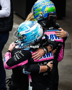 03/11/2024 - OCON Esteban (fra), Alpine F1 Team A524, portrait celebrating podium with GASLY Pierre (fra), Alpine F1 Team A524, portrait, during the Formula 1 Grande Premio de Sao Paulo 2024, 21th round of the 2024 Formula One World Championship from November 1 to 3, 2024 on the Interlagos Circuit, in Sao Paulo, Brazil - F1 - SAO PAULO GRAND PRIX 2024 - FORMULA 1 - MOTORI