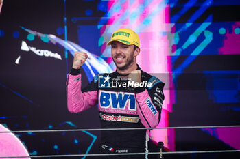 03/11/2024 - GASLY Pierre (fra), Alpine F1 Team A524, portrait celebrating podium during the Formula 1 Grande Premio de Sao Paulo 2024, 21th round of the 2024 Formula One World Championship from November 1 to 3, 2024 on the Interlagos Circuit, in Sao Paulo, Brazil - F1 - SAO PAULO GRAND PRIX 2024 - FORMULA 1 - MOTORI