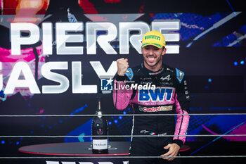 03/11/2024 - GASLY Pierre (fra), Alpine F1 Team A524, portrait celebrating podium during the Formula 1 Grande Premio de Sao Paulo 2024, 21th round of the 2024 Formula One World Championship from November 1 to 3, 2024 on the Interlagos Circuit, in Sao Paulo, Brazil - F1 - SAO PAULO GRAND PRIX 2024 - FORMULA 1 - MOTORI