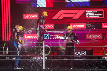 03/11/2024 - VERSTAPPEN Max (ned), Red Bull Racing RB20, OCON Esteban (fra), Alpine F1 Team A524, GASLY Pierre (fra), Alpine F1 Team A524, portrait podium during the Formula 1 Grande Premio de Sao Paulo 2024, 21th round of the 2024 Formula One World Championship from November 1 to 3, 2024 on the Interlagos Circuit, in Sao Paulo, Brazil - F1 - SAO PAULO GRAND PRIX 2024 - FORMULA 1 - MOTORI