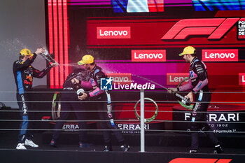 03/11/2024 - VERSTAPPEN Max (ned), Red Bull Racing RB20, OCON Esteban (fra), Alpine F1 Team A524, GASLY Pierre (fra), Alpine F1 Team A524, portrait podium during the Formula 1 Grande Premio de Sao Paulo 2024, 21th round of the 2024 Formula One World Championship from November 1 to 3, 2024 on the Interlagos Circuit, in Sao Paulo, Brazil - F1 - SAO PAULO GRAND PRIX 2024 - FORMULA 1 - MOTORI