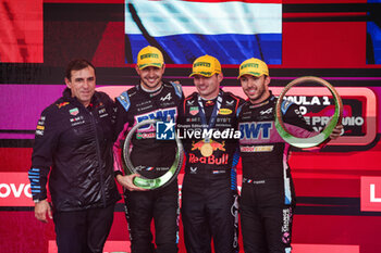 03/11/2024 - VERSTAPPEN Max (ned), Red Bull Racing RB20, OCON Esteban (fra), Alpine F1 Team A524, GASLY Pierre (fra), Alpine F1 Team A524, portrait podium during the Formula 1 Grande Premio de Sao Paulo 2024, 21th round of the 2024 Formula One World Championship from November 1 to 3, 2024 on the Interlagos Circuit, in Sao Paulo, Brazil - F1 - SAO PAULO GRAND PRIX 2024 - FORMULA 1 - MOTORI