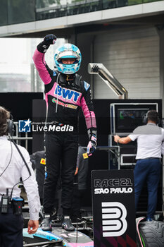 03/11/2024 - GASLY Pierre (fra), Alpine F1 Team A524, portrait celebration during the Formula 1 Grande Premio de Sao Paulo 2024, 21th round of the 2024 Formula One World Championship from November 1 to 3, 2024 on the Interlagos Circuit, in Sao Paulo, Brazil - F1 - SAO PAULO GRAND PRIX 2024 - FORMULA 1 - MOTORI