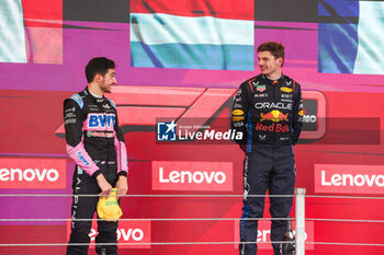 03/11/2024 - podium OCON Esteban (fra), Alpine F1 Team A524, VERSTAPPEN Max (ned), Red Bull Racing RB20, portrait during the Formula 1 Grande Premio de Sao Paulo 2024, 21th round of the 2024 Formula One World Championship from November 1 to 3, 2024 on the Interlagos Circuit, in Sao Paulo, Brazil - F1 - SAO PAULO GRAND PRIX 2024 - FORMULA 1 - MOTORI