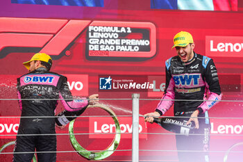 03/11/2024 - GASLY Pierre (fra), Alpine F1 Team A524, OCON Esteban (fra), Alpine F1 Team A524, portrait podium during the Formula 1 Grande Premio de Sao Paulo 2024, 21th round of the 2024 Formula One World Championship from November 1 to 3, 2024 on the Interlagos Circuit, in Sao Paulo, Brazil - F1 - SAO PAULO GRAND PRIX 2024 - FORMULA 1 - MOTORI