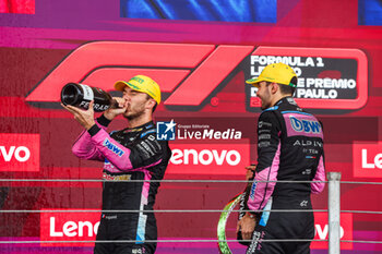 03/11/2024 - GASLY Pierre (fra), Alpine F1 Team A524, OCON Esteban (fra), Alpine F1 Team A524, portrait podium during the Formula 1 Grande Premio de Sao Paulo 2024, 21th round of the 2024 Formula One World Championship from November 1 to 3, 2024 on the Interlagos Circuit, in Sao Paulo, Brazil - F1 - SAO PAULO GRAND PRIX 2024 - FORMULA 1 - MOTORI