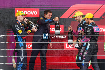 03/11/2024 - podium WACHE Pierre (fra), Technical Director of Red Bull Racing, OCON Esteban (fra), Alpine F1 Team A524, GASLY Pierre (fra), Alpine F1 Team A524, VERSTAPPEN Max (ned), Red Bull Racing RB20, portrait during the Formula 1 Grande Premio de Sao Paulo 2024, 21th round of the 2024 Formula One World Championship from November 1 to 3, 2024 on the Interlagos Circuit, in Sao Paulo, Brazil - F1 - SAO PAULO GRAND PRIX 2024 - FORMULA 1 - MOTORI