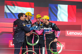 03/11/2024 - podium WACHE Pierre (fra), Technical Director of Red Bull Racing, OCON Esteban (fra), Alpine F1 Team A524, GASLY Pierre (fra), Alpine F1 Team A524, VERSTAPPEN Max (ned), Red Bull Racing RB20, portrait during the Formula 1 Grande Premio de Sao Paulo 2024, 21th round of the 2024 Formula One World Championship from November 1 to 3, 2024 on the Interlagos Circuit, in Sao Paulo, Brazil - F1 - SAO PAULO GRAND PRIX 2024 - FORMULA 1 - MOTORI