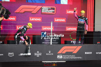 03/11/2024 - podium OCON Esteban (fra), Alpine F1 Team A524, GASLY Pierre (fra), Alpine F1 Team A524, portrait during the Formula 1 Grande Premio de Sao Paulo 2024, 21th round of the 2024 Formula One World Championship from November 1 to 3, 2024 on the Interlagos Circuit, in Sao Paulo, Brazil - F1 - SAO PAULO GRAND PRIX 2024 - FORMULA 1 - MOTORI