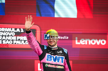 03/11/2024 - OCON Esteban (fra), Alpine F1 Team A524, portrait podium during the Formula 1 Grande Premio de Sao Paulo 2024, 21th round of the 2024 Formula One World Championship from November 1 to 3, 2024 on the Interlagos Circuit, in Sao Paulo, Brazil - F1 - SAO PAULO GRAND PRIX 2024 - FORMULA 1 - MOTORI