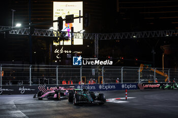 2024-11-22 - 18 STROLL Lance (can), Aston Martin F1 Team AMR24, action 31 OCON Esteban (fra), Alpine F1 Team A524, action during the Formula 1 Heineken Silver Las Vegas Grand Prix 2024, 22th round of the 2024 Formula One World Championship from November 21 to 23, 2024 on the Las Vegas Strip Circuit, in Las Vegas, United States of America - F1 - LAS VEGAS GRAND PRIX 2024 - FORMULA 1 - MOTORS