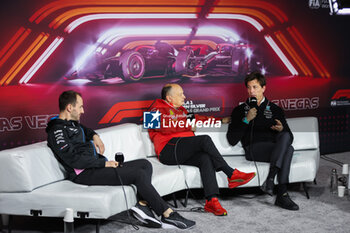 2024-11-22 - OAKES Oliver, Alpine F1 Team Principal, VASSEUR Frédéric (fra), Team Principal & General Manager of the Scuderia Ferrari, WOLFF Toto (aut), Team Principal & CEO of Mercedes AMG F1 Team, portrait press conference during the Formula 1 Heineken Silver Las Vegas Grand Prix 2024, 22th round of the 2024 Formula One World Championship from November 21 to 23, 2024 on the Las Vegas Strip Circuit, in Las Vegas, United States of America - F1 - LAS VEGAS GRAND PRIX 2024 - FORMULA 1 - MOTORS