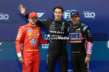 2024-11-23 - LECLERC Charles (mco), Scuderia Ferrari SF-24, portrait RUSSELL George (gbr), Mercedes AMG F1 Team W15, portrait GASLY Pierre (fra), Alpine F1 Team A524, portrait during the Formula 1 Heineken Silver Las Vegas Grand Prix 2024, 22th round of the 2024 Formula One World Championship from November 21 to 23, 2024 on the Las Vegas Strip Circuit, in Las Vegas, United States of America - F1 - LAS VEGAS GRAND PRIX 2024 - FORMULA 1 - MOTORS