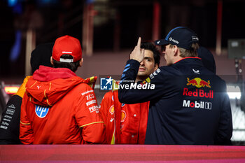 2024-11-24 - SAINZ Carlos (spa), Scuderia Ferrari SF-24, portrait LECLERC Charles (mco), Scuderia Ferrari SF-24, portrait VERSTAPPEN Max (ned), Red Bull Racing RB20, portrait during the Formula 1 Heineken Silver Las Vegas Grand Prix 2024, 22th round of the 2024 Formula One World Championship from November 21 to 23, 2024 on the Las Vegas Strip Circuit, in Las Vegas, United States of America - F1 - LAS VEGAS GRAND PRIX 2024 - FORMULA 1 - MOTORS