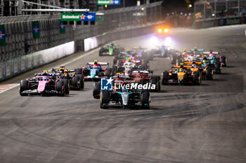 2024-11-24 - Start 63 RUSSELL George (gbr), Mercedes AMG F1 Team W15, action 10 GASLY Pierre (fra), Alpine F1 Team A524, action during the Formula 1 Heineken Silver Las Vegas Grand Prix 2024, 22th round of the 2024 Formula One World Championship from November 21 to 23, 2024 on the Las Vegas Strip Circuit, in Las Vegas, United States of America - F1 - LAS VEGAS GRAND PRIX 2024 - FORMULA 1 - MOTORS