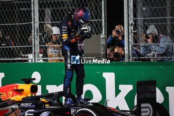 2024-11-24 - VERSTAPPEN Max (ned), Red Bull Racing RB20, portrait celebrates his 4th Formula One World Championship during the Formula 1 Heineken Silver Las Vegas Grand Prix 2024, 22th round of the 2024 Formula One World Championship from November 21 to 23, 2024 on the Las Vegas Strip Circuit, in Las Vegas, United States of America - F1 - LAS VEGAS GRAND PRIX 2024 - FORMULA 1 - MOTORS