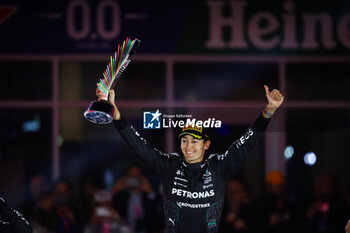 2024-11-24 - podium RUSSELL George (gbr), Mercedes AMG F1 Team W15, portrait during the Formula 1 Heineken Silver Las Vegas Grand Prix 2024, 22th round of the 2024 Formula One World Championship from November 21 to 23, 2024 on the Las Vegas Strip Circuit, in Las Vegas, United States of America - F1 - LAS VEGAS GRAND PRIX 2024 - FORMULA 1 - MOTORS