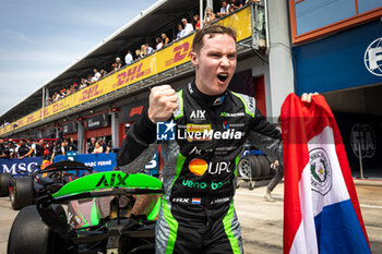 2024-05-19 - Celebration of DURKSEN Joshua (pry), PHM AIX Racing, Dallara F2 2024, portrait during the 4th round of the 2024 FIA Formula 2 Championship from May 17 to 19, 2024 on the Autodromo Enzo e Dino Ferrari, in Imola, Italy - AUTO - FORMULA 2 2024 - IMOLA - FORMULA 2 - MOTORS