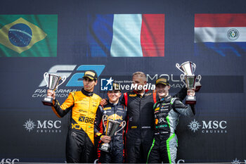 2024-05-19 - Podium, BORTOLETO Gabriel (bra), Invicta Racing, Dallara F2 2024, HADJAR Isack (fra), Campos Racing, Dallara F2 2024, DURKSEN Joshua (pry), PHM AIX Racing, Dallara F2 2024, portrait during the 4th round of the 2024 FIA Formula 2 Championship from May 17 to 19, 2024 on the Autodromo Enzo e Dino Ferrari, in Imola, Italy - AUTO - FORMULA 2 2024 - IMOLA - FORMULA 2 - MOTORS