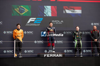 2024-05-19 - BORTOLETO Gabriel (bra), Invicta Racing, Dallara F2 2024, portrait HADJAR Isack (fra), Campos Racing, Dallara F2 2024, portrait DURKSEN Joshua (pry), PHM AIX Racing, Dallara F2 2024, portrait podium during the 4th round of the 2024 FIA Formula 2 Championship from May 17 to 19, 2024 on the Autodromo Enzo e Dino Ferrari, in Imola, Italy - AUTO - FORMULA 2 2024 - IMOLA - FORMULA 2 - MOTORS