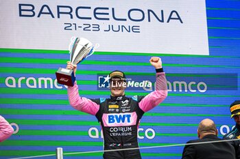 2024-06-22 - MARTINS Victor (fra), ART Grand Prix, Dallara F2 2024, portrait, podium during the 6th round of the 2024 FIA Formula 2 Championship from June 21 to 23, 2024 on the Circuit de Barcelona-Catalunya, in Montmeló, Spain - AUTO - FORMULA 2 2024 - BARCELONA - FORMULA 2 - MOTORS