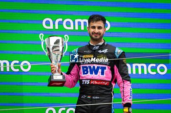 2024-06-22 - MAINI Kush (ind), Invicta Racing, Dallara F2 2024, portrait, podium during the 6th round of the 2024 FIA Formula 2 Championship from June 21 to 23, 2024 on the Circuit de Barcelona-Catalunya, in Montmeló, Spain - AUTO - FORMULA 2 2024 - BARCELONA - FORMULA 2 - MOTORS