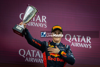 2024-07-07 - HADJAR Isack (fra), Campos Racing, Dallara F2 2024, portrait, podium during the 8th round of the 2024 FIA Formula 2 Championship from July 5 to 7, 2024 on the Silverstone Circuit, in Silverstone, United Kingdom - AUTO - FORMULA 2 2024 - SILVERSTONE - FORMULA 2 - MOTORS