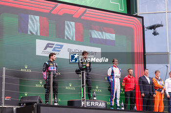 2024-07-21 - ANTONELLI Andrea Kimi (ita), Prema Racing, Dallara F2 2024, VERSCHOOR Richard (nld), Trident, Dallara F2 2024, MARTINS Victor (fra), ART Grand Prix, Dallara F2 2024, portrait podium during the 9th round of the 2024 FIA Formula 2 Championship from July 19 to 21, 2024 on the Hungaroring, in Mogyorod, Hungary - AUTO - FORMULA 2 2024 - HUNGARORING - FORMULA 2 - MOTORS