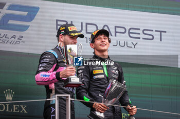 2024-07-21 - ANTONELLI Andrea Kimi (ita), Prema Racing, Dallara F2 2024, MARTINS Victor (fra), ART Grand Prix, Dallara F2 2024, portrait podium during the 9th round of the 2024 FIA Formula 2 Championship from July 19 to 21, 2024 on the Hungaroring, in Mogyorod, Hungary - AUTO - FORMULA 2 2024 - HUNGARORING - FORMULA 2 - MOTORS