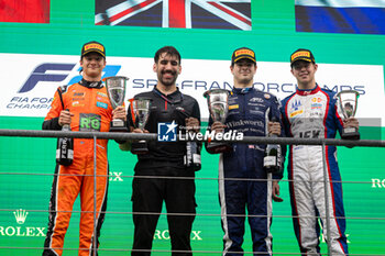 2024-07-27 - O’SULLIVAN Zak (gbr), ART Grand Prix, Dallara F2 2024, HAUGER Dennis (nor), MP Motorsport, Dallara F2 2024, VERSCHOOR Richard (nld), Trident, Dallara F2 2024, portrait, podium during the 10th round of the 2024 FIA Formula 2 Championship from July 26 to 28, 2024 on the Circuit de Spa-Francorchamps, in Stavelot, Belgium - AUTO - FORMULA 2 2024 - SPA-FRANCORCHAMPS - FORMULA 2 - MOTORS